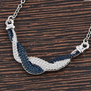 Blue Diamond Rhodium Sterling Silver Necklace